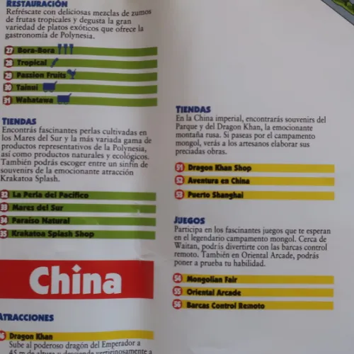 El primer mapa de PortAventura en 1994